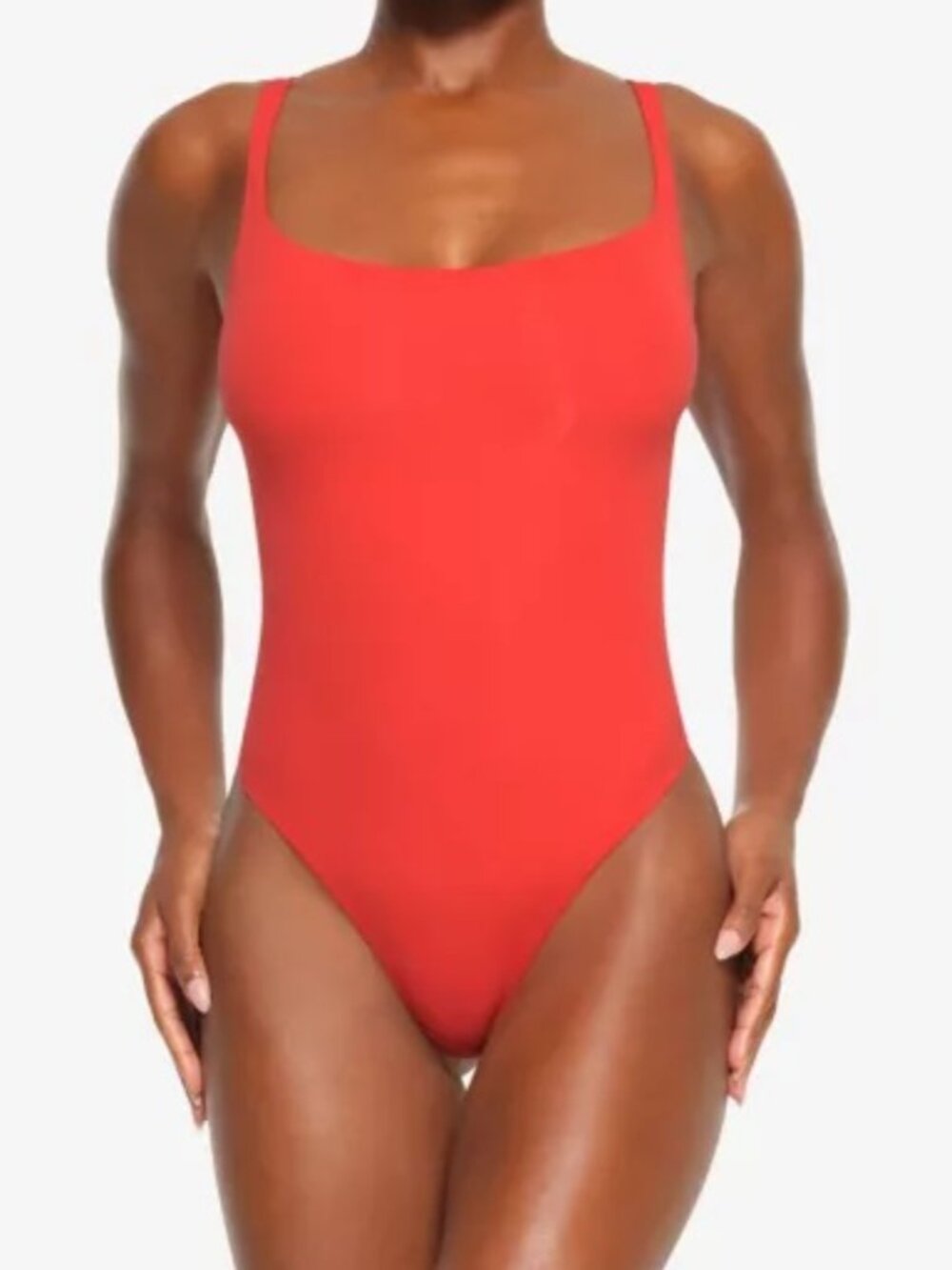 ❤️🧡Skims Fits Everybody Square Neck Bodysuit | Poppy | M | NWT 🏷️